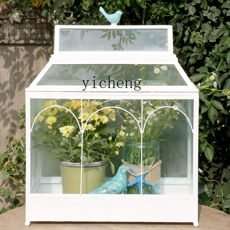 Zc металлическая стеклянная теплица подставка для цветов железный Балконный