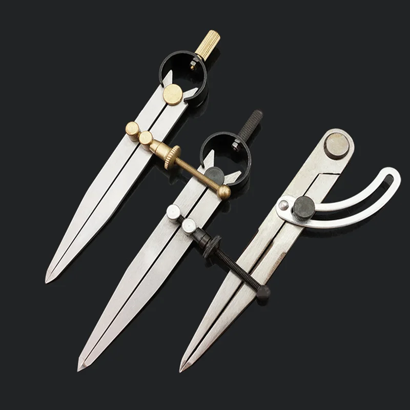 1PC Carbon steel Scriber Divider Wheel Compass Leather Stitch Hole Distance Measure Compass Leather Divider Tool