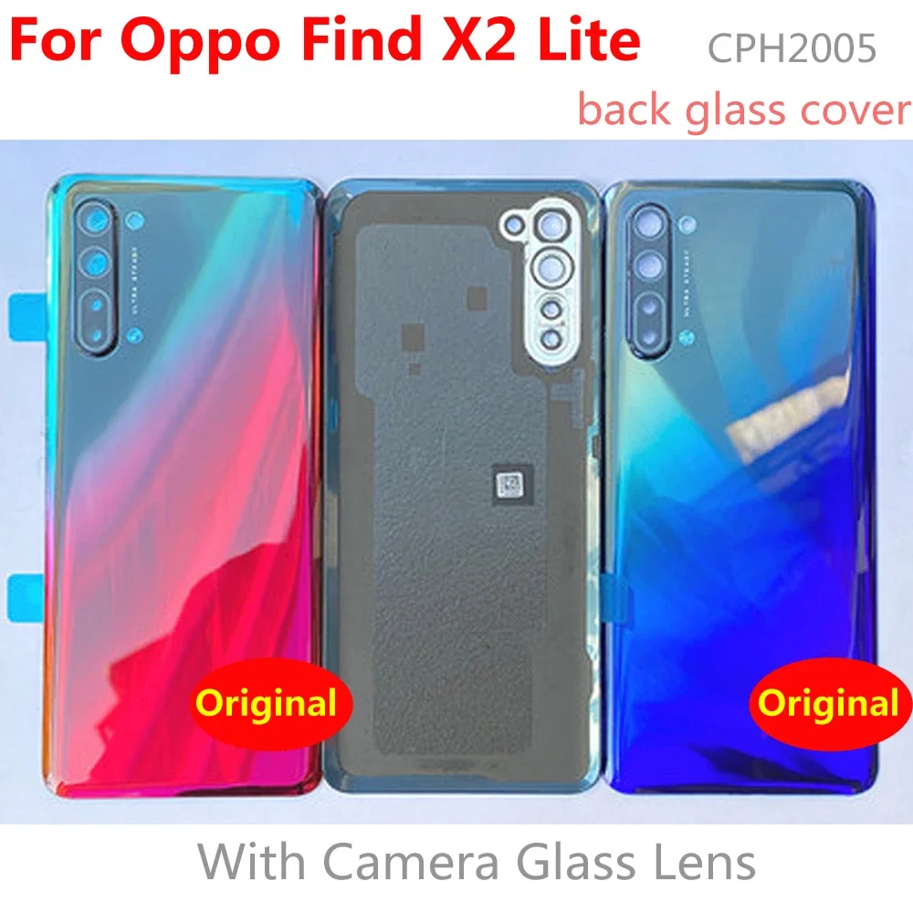 

Original Back Glass Cover For Oppo Find X2 Lite X2Lite CPH2005 Door Replacement Hard Battery Case Rear Housing Lid with Adhesive