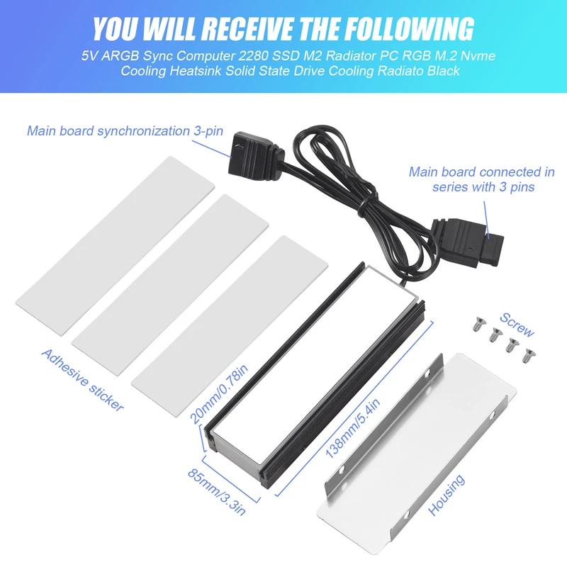 5 В ARGB Sync Компьютер 2280 SSD M2 Радиатор ПК RGB M.2 Nvme Охлаждающий радиатор Твердотельный