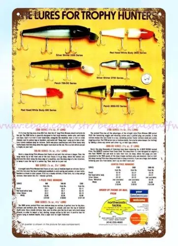 1970 Creek Chub приманки для ловли щуки металлический жестяной знак реклама жизни