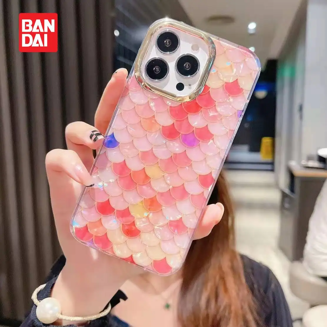 

Bandai Disney Cartoon Mermaid Princess Airbag Case for iPhone 11 12 13 Pro Max X XR XS Max 7 8 Plus SE Girly Kawaii Phone Case