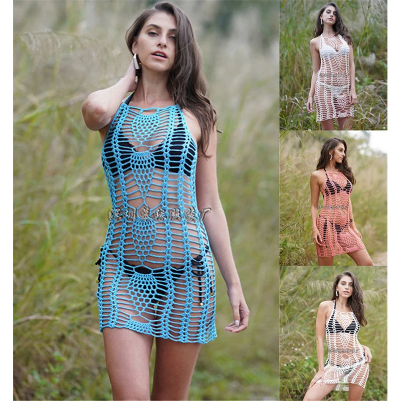 Женское пляжное платье летний женский кафтан 2022 купальный костюм горячее бикини