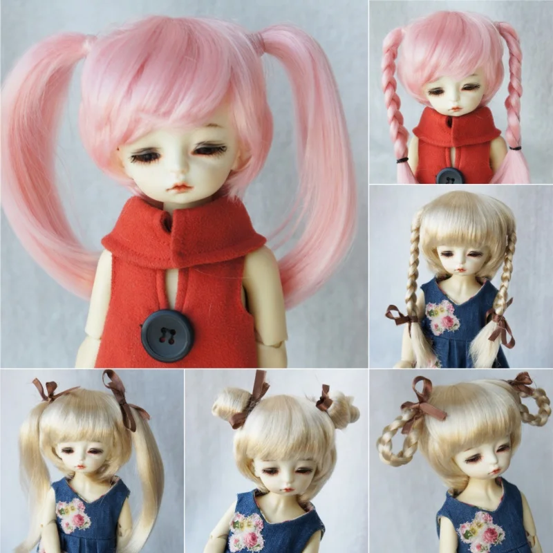 Фото JD152 Синтетические мохеровые парики Angel's Pony BJD 3-4 дюйма, 4-5 дюймов, 5-6 дюймов, 6-7 дюймов, 1/12 1/8 OB11 1/6 YOSD, крошечные аксессуары для кукол №1