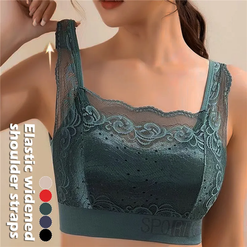 

Large Size Lace Beautiful Back Bra Sports Top Chest Lift Anti Sagging Inside Take Thin Style Wipe Vest Female Underwear