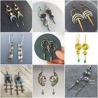 new snake irregular geometric spiral earrings vintage two tone color creative female awl small pendant earrings wholesale