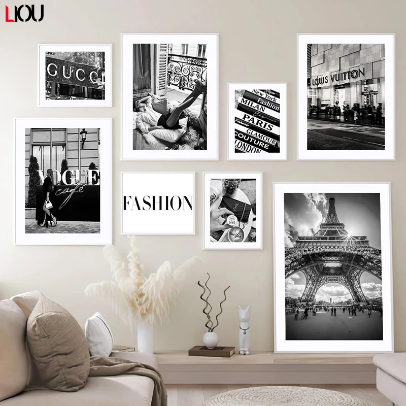 Черно-белое Парижское полотенце постеры в скандинавском стиле для девушек