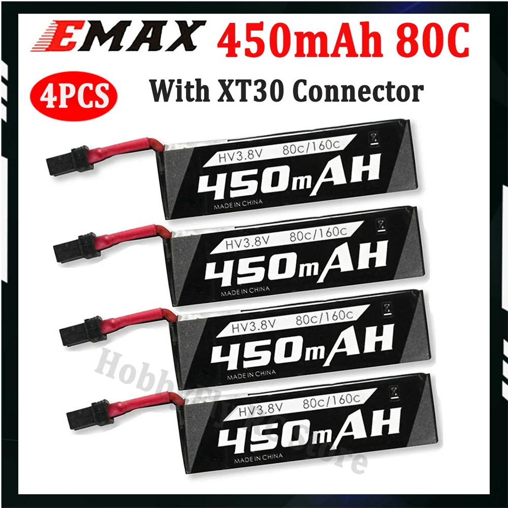 4 шт. EMAX 450 мАч 1S 3 8 В 80C HV Lipo аккумулятор с разъемом PH2.0 для гоночного дрона Tinyhawk II Race