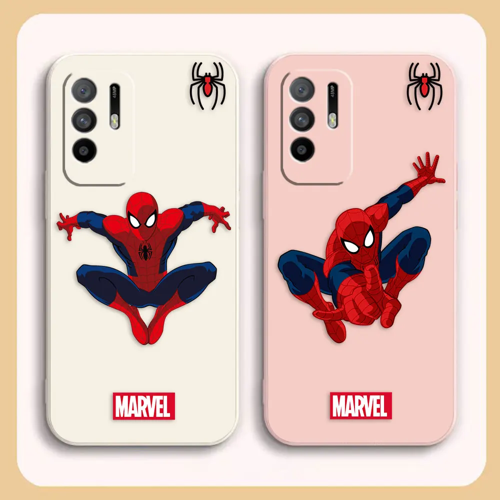 

Case For OPPO A52 A54 A55 A57 A59 A93 A83 A92S A93S 4G 5G A16 Colour Simple Liquid Silicone Case Marvel Spiderman