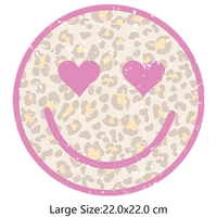cute leopard smiley lron on transfers for clothing heat transfer washable diy t shirts printing thermal sticker for clothes