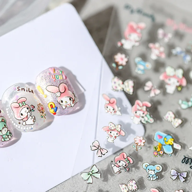 

Kawaii Sanrio My Melody Embossed Nail Art Stickers Kawaii 5D Nail Stickers Girls' Hearts Jewelry DIY Things High-end Stickers