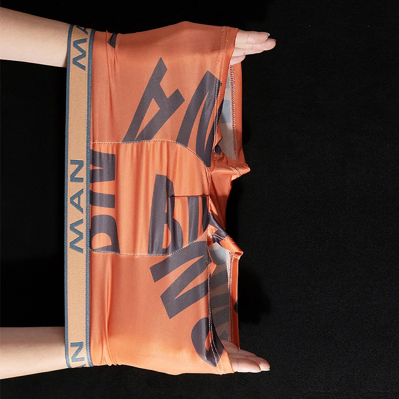 Men Boxers Shorts Underpants Man Men's Panties Men Boxer Ice Silk Underwear Printed Male Letter Printed Breathable Boxershorts
