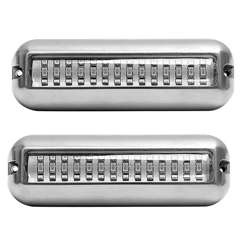 

42 LED Stainless Steel Boat Transom Light Underwater Pontoon Marine Ship Boat Light Waterproof Marine Light White 2PCS