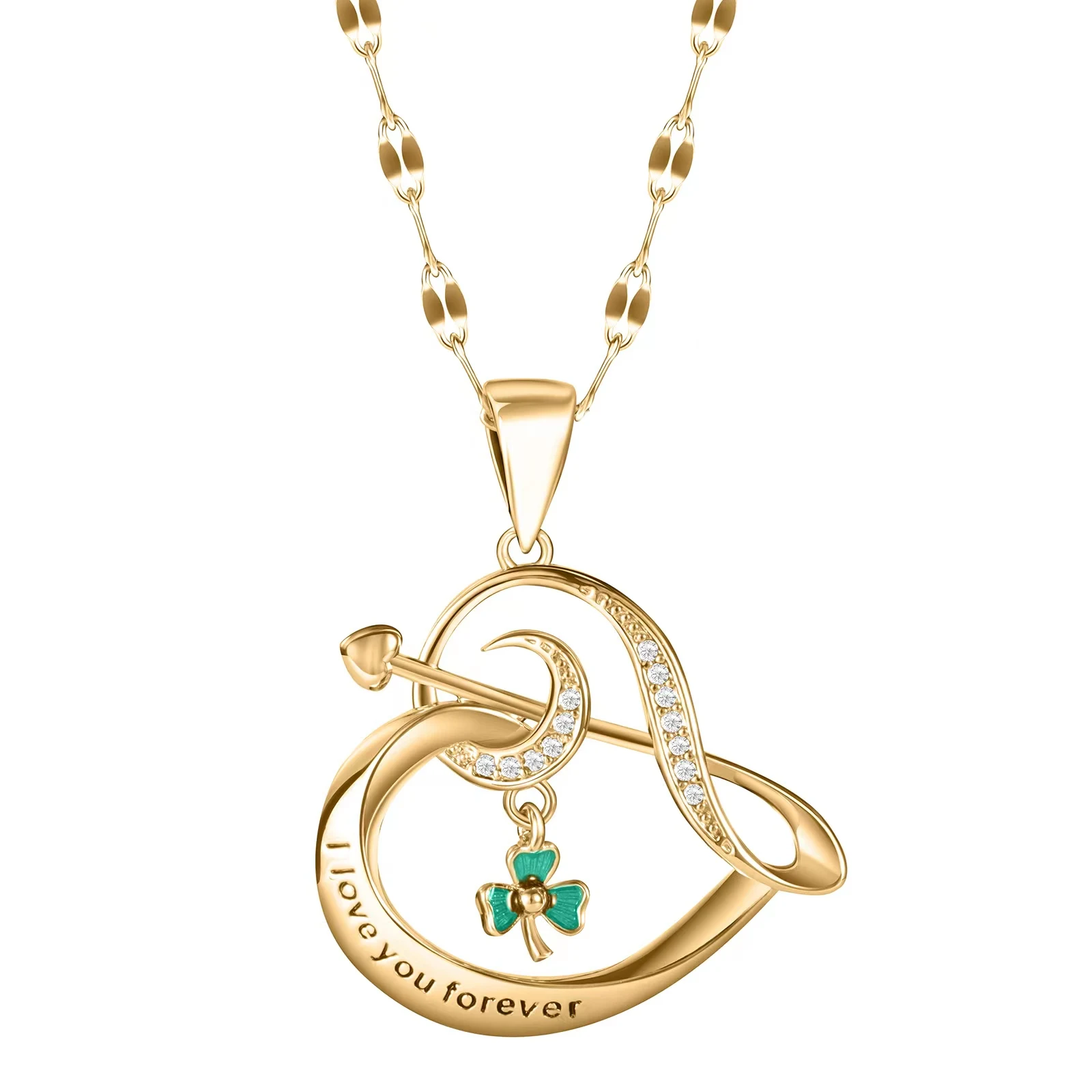 Ожерелье с кулоном в виде сердца зеленым клевером ювелирные изделия подарки для