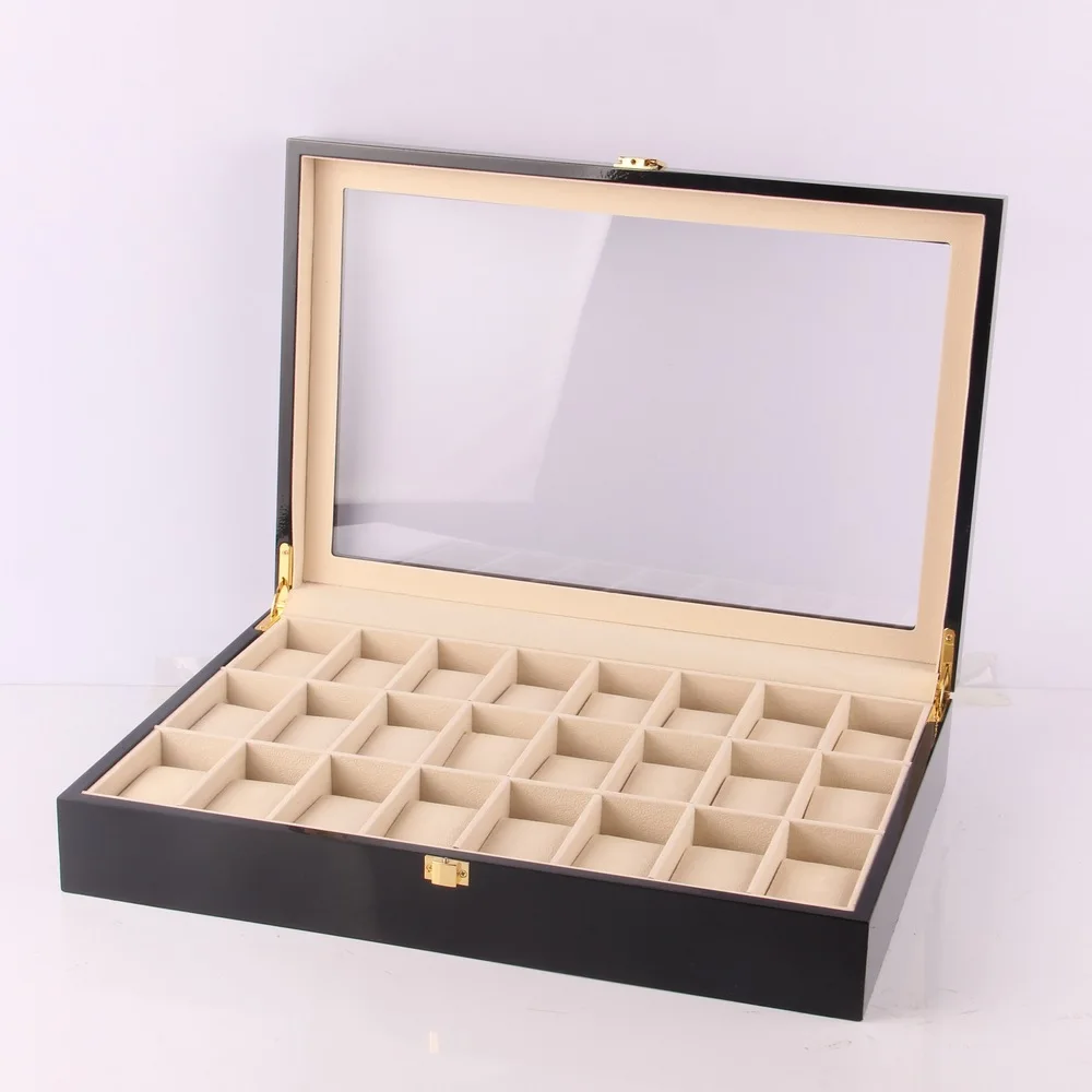 Luxury Large Watch Box Organizer 24 Slots Watch Display Box Wooden Watches Storage Box Pillows Case Wood Gift Free Shipping