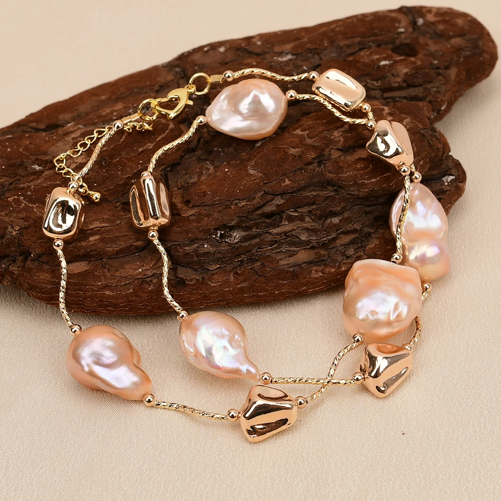 Женское Ожерелье из натурального жемчуга с покрытием золота