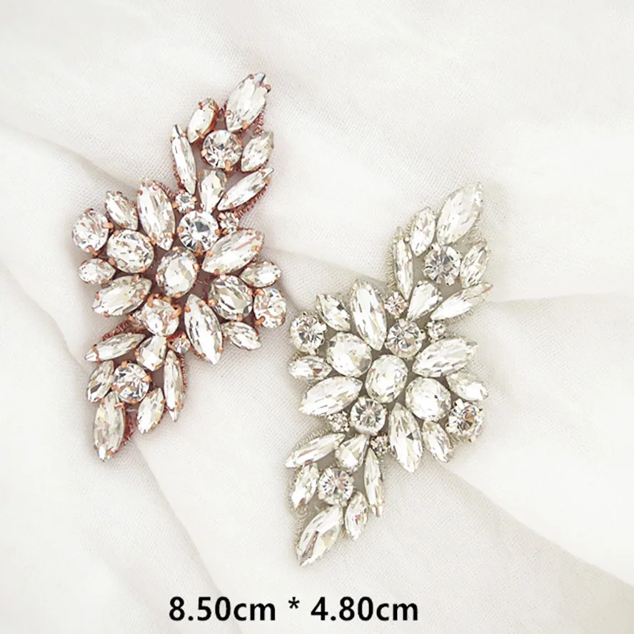 

Factory Store (1PC) Bow Shape Crystal Glass Rhinestone Applique Gold Patch DIY iron on for Wedding Dresses Shoe Dress Hair Cup