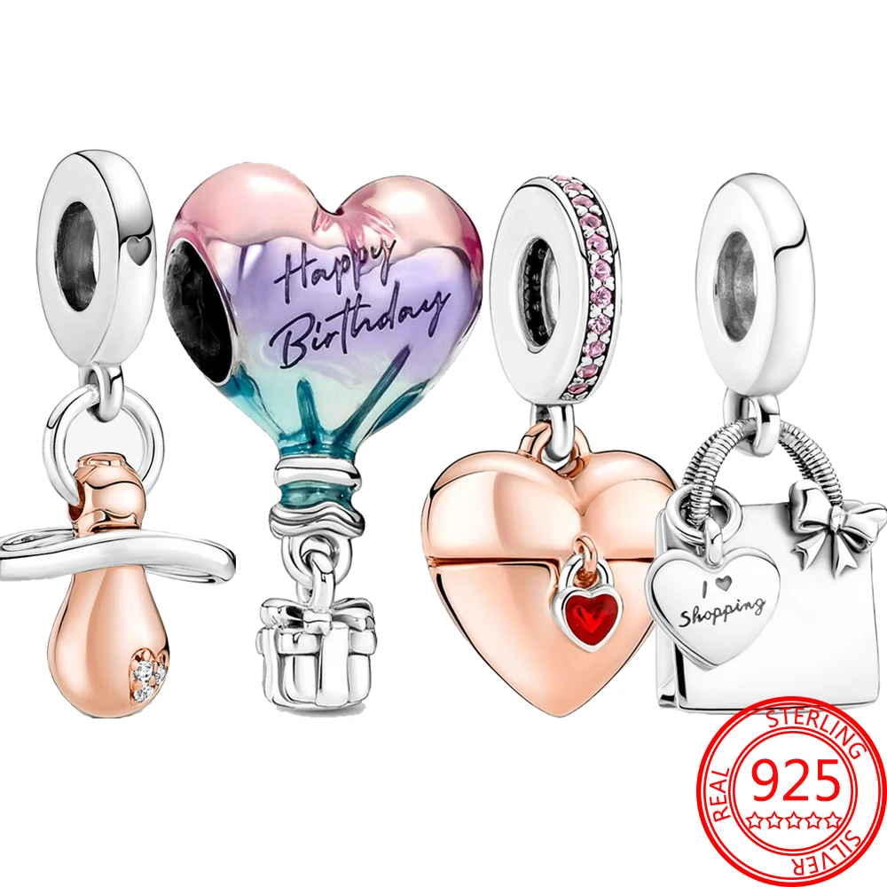 

Подлинное искусственное серебряное эмалированное сердце детская соска Мишка Тедди Подвеска Шарм подходит для браслета Pandora женщина на ден...