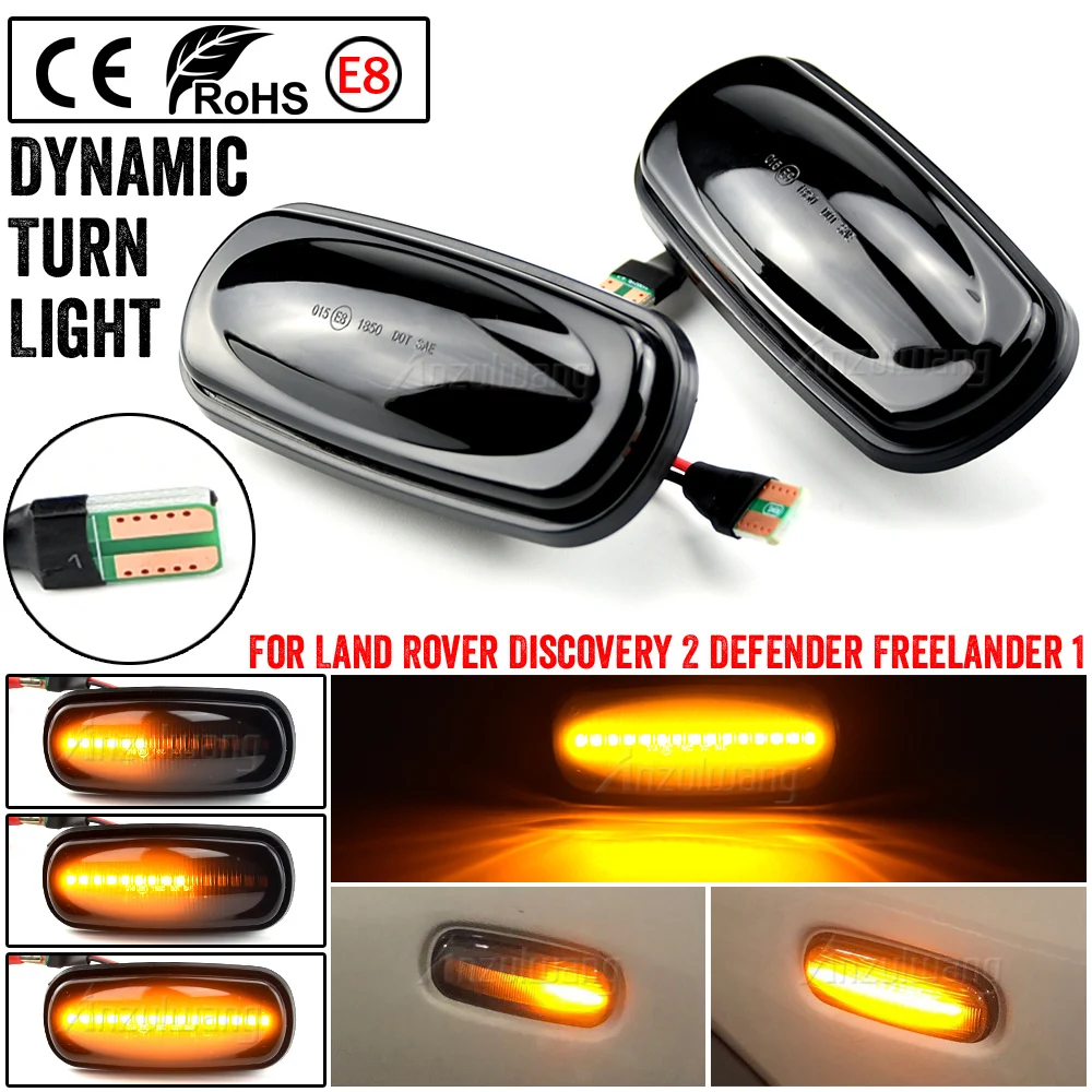 

Dynamic Sequential Indicator Blinker LED Side Marker Light For Land Rover Discovery 2 1999-2004 Defender Freelander 1 2002-2005