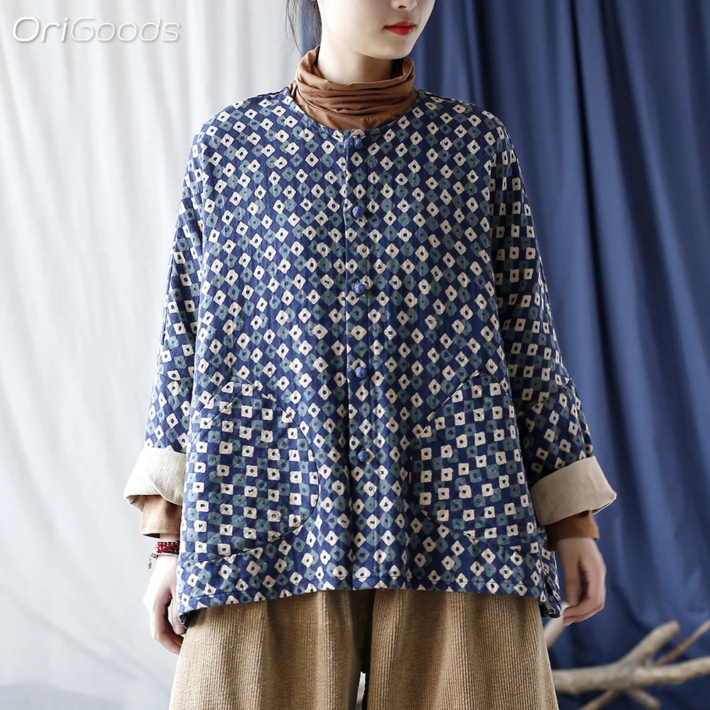 OriGoods Супер пальто Женский хлопок 100% Национальная куртка Топ 2024 Весенний и