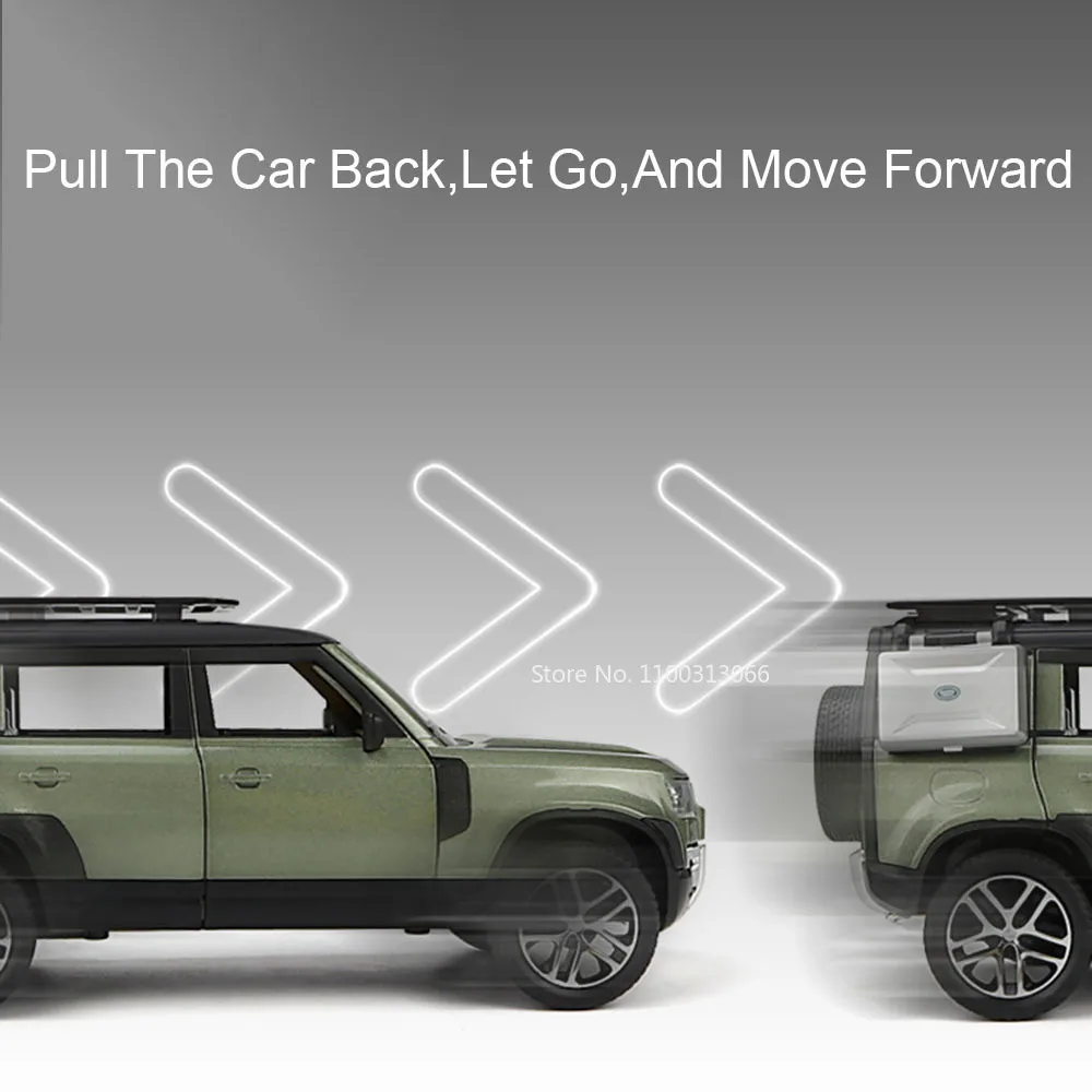 Масштаб 1:24 Land Rover Defender игрушки модели автомобилей со световым звуком резиновые