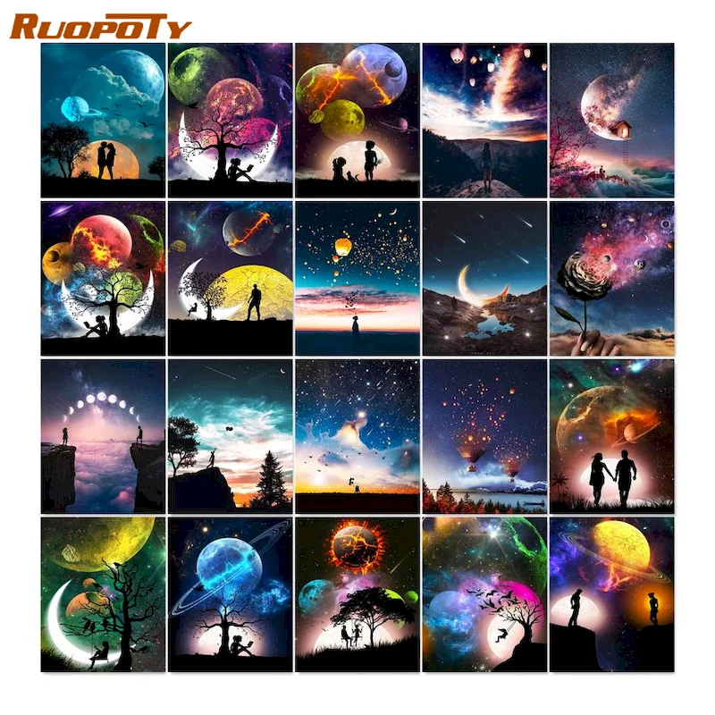 

Painting By Number Planet Landscape Drawing On Canvas Handpainted Art Gift Diy Pictures By Number Lovers Figure Kits Home Decor