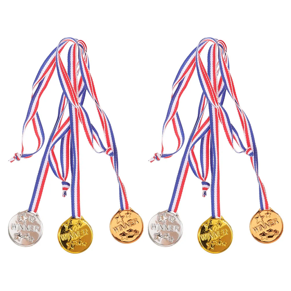 

6 Pcs Children's Medal Toys Teens Medals Kids Playset Decorative Props Award Football Competition