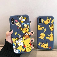 pokemon pikachu phone case for iphone 13 12 mini 11 pro xs max x xr 7 8 6 plus candy color blue soft silicone cover
