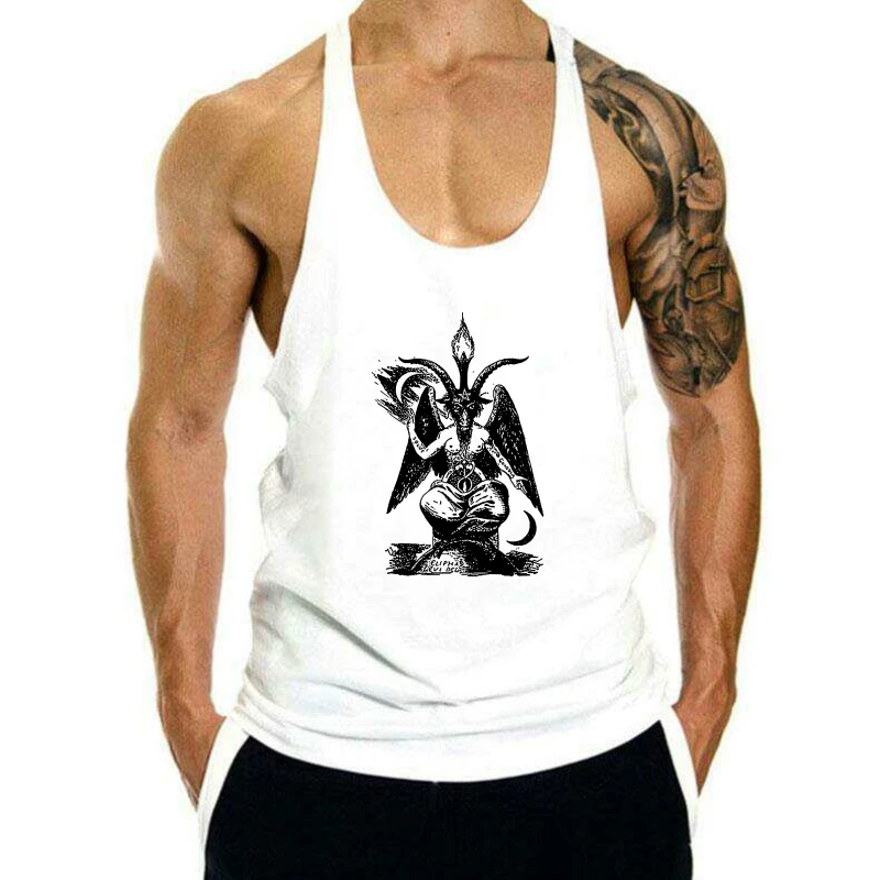 

Summer Casual Man tank top men Good QualityBAPHOMET tank top men Pentagram Black Metal Death Metal NECRONOMICON slayer tank top