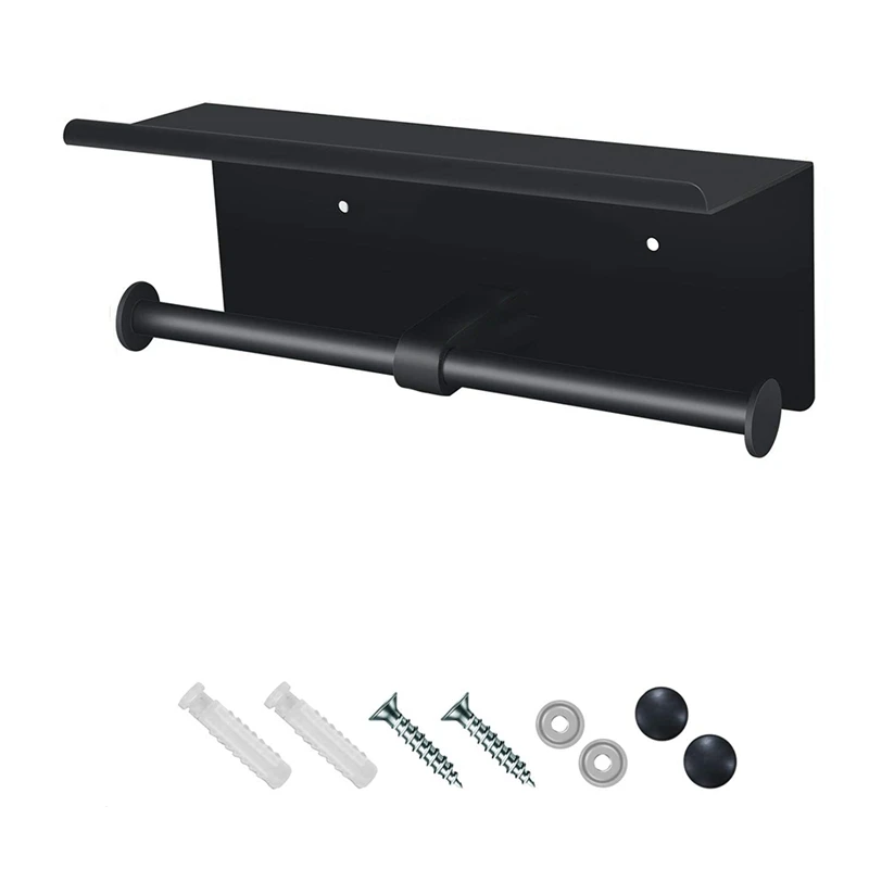 

Toilet Paper Holder With Shelf , Toilet Paper Holder Wall Mounted Toilet Paper Storage , Double Roll Tissue Holder