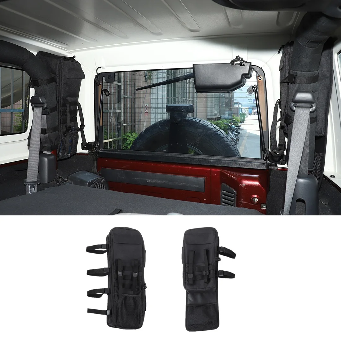 

Roll Bar Storage Bag Cargo Cage with Multi-Pockets Trunk Organizers for Jeep Wrangler JK 2007-2017 2 Doors Accessories