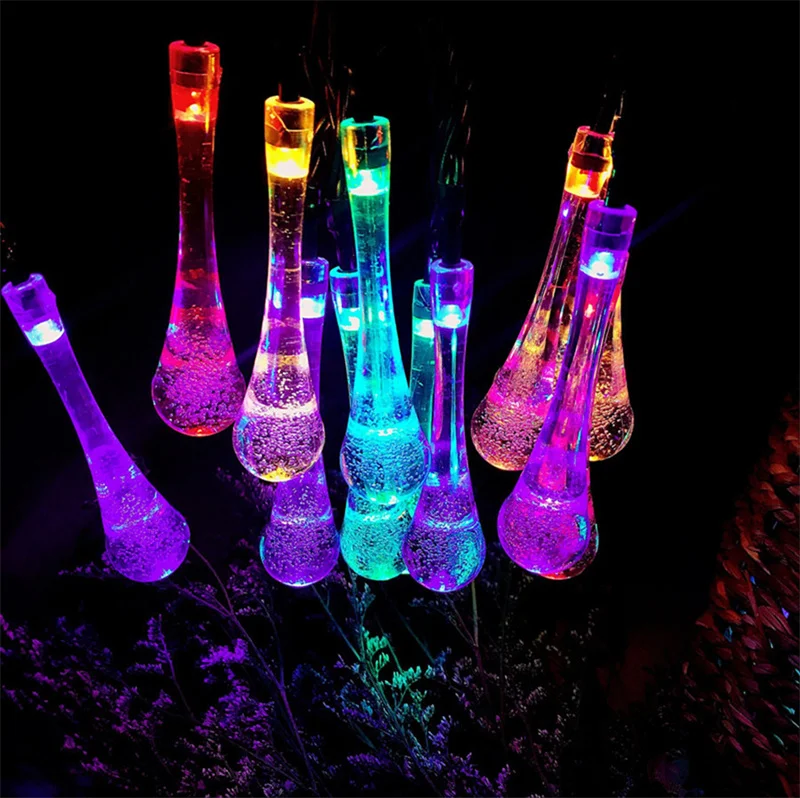 

3/6/10M LED Water Droplets String Lights Waterproof Outdoor Garden Garland Fariy Lights 2023 Christmas Wedding Party Decoration