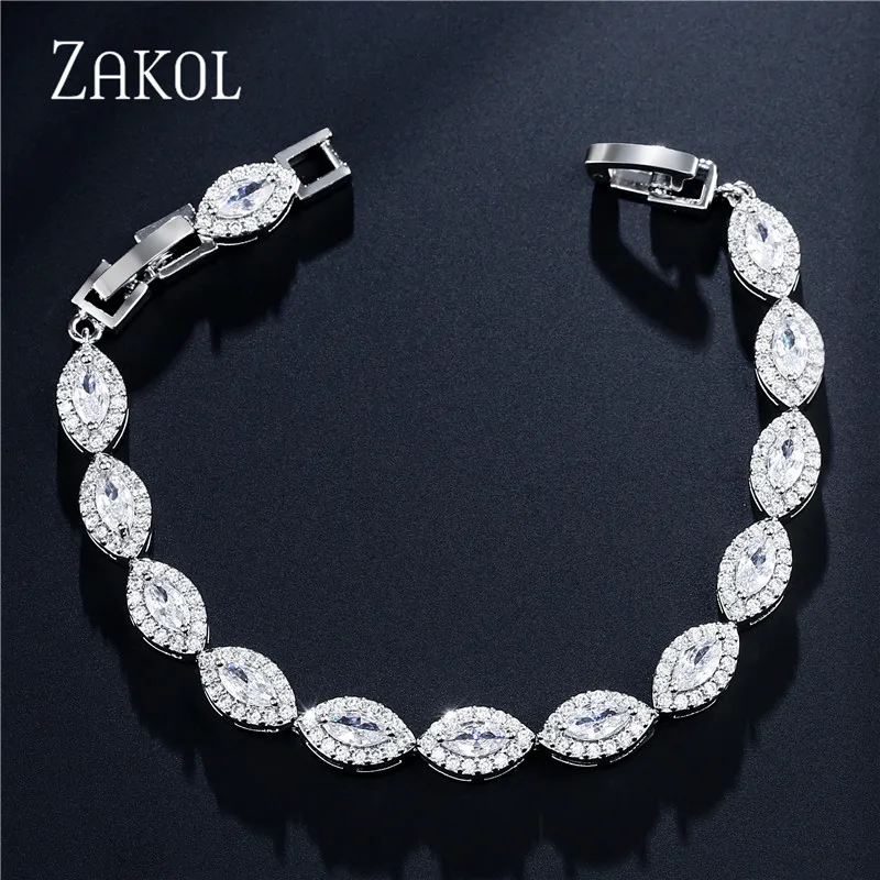 

ZAKOL Fashion Delicate Cubic Zirconia Bracelets Bangle for Women Wedding Bridal Jewelry FSBP2125