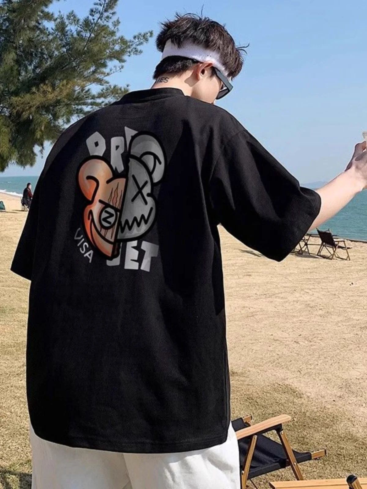 Heavy 280G Short sleeve Men's Ins Trendy Loose Student Korean Sle Summer T-shirt All-Match Handsome Half Sleeve Clothes