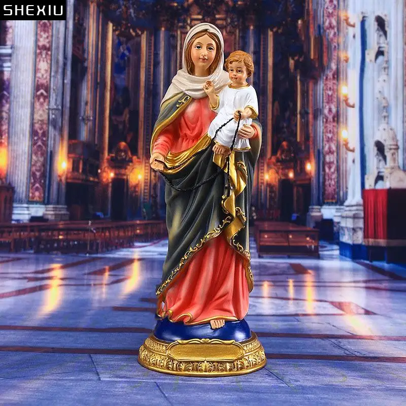 

Креативные фигурки Богородицы, статуэтки, окрашенные поделки, украшение для стола, католическая церковь, скульптура из смолы, художественные украшения