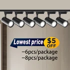 Один комплект Трековый светильник 220 В Точечный светильник s Cob потолочный точечный светодиодный Трековый светильник 12203040 Вт Настенный светильник для спальни магазина одежды