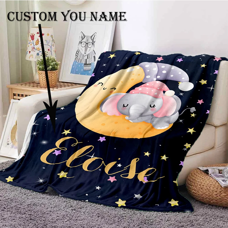 Custom Name Blanket Baby Girl Boy Blankets Flannel Fleece Th