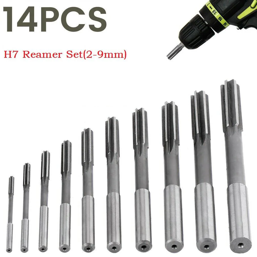 

14PCS Machine Reamer 2-9mm Straight Shank HSS H7 High Speed Steel Plumbing Tool Bore Machining Iron Plastic Wood Copper Aluminum