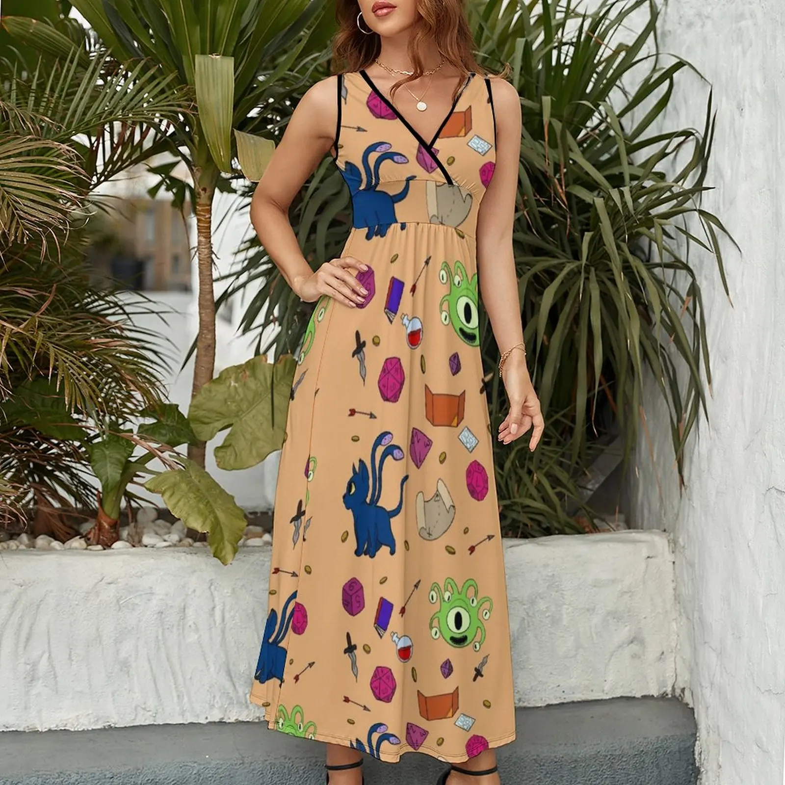 Милое женское платье без рукавов с рисунком DnD женская одежда трендовые женские