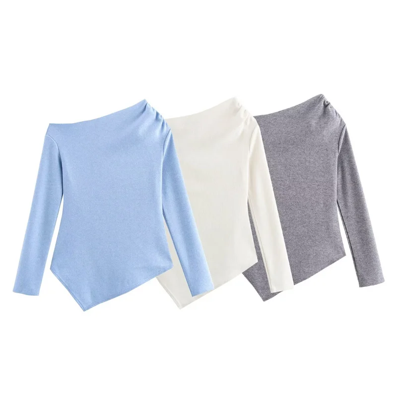 Женский Асимметричный трикотажный топ модный Повседневный пуловер без бретелек