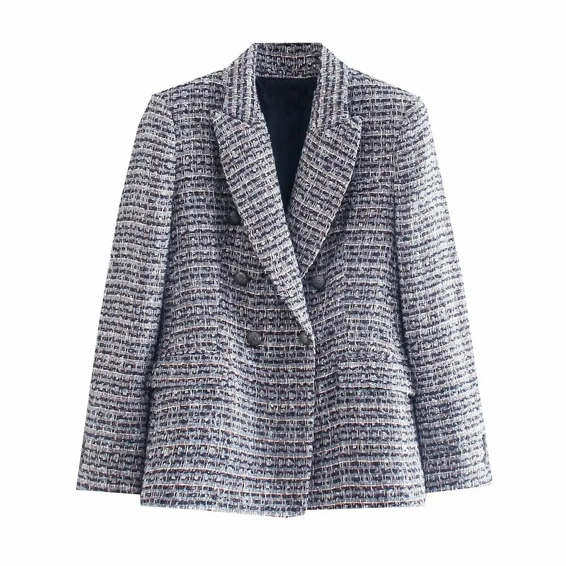 Ladies Temperament Commuter Style Textured Blazer for Fall/Winter 2021 New Women's Slim and Thin Double-breasted Lapel Top