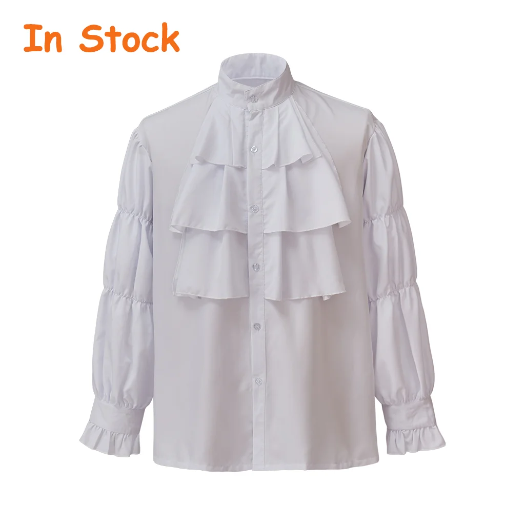 In Shock Seinfeld Косплей Мужская белая рубашка Костюм капитана Джека Воробей Рубашка