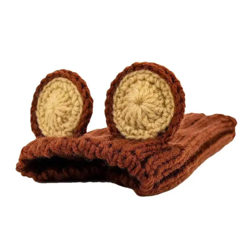 

Winter Brown Bear Warming Dog Hat Warm Windproof Halloween Dress Up Dog Headdress Hand Knitted Pet Headgear Dog Accessories