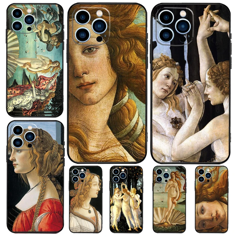 Фото Чехол Sandro botticelli Renaissance Art для iPhone 17 Pro Max 11 14 15 16 Pro Max 12 13 mini 16 Plus 16e 17 Air Phone Cover №1