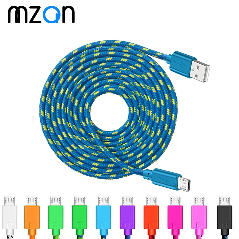 

10 Colors Micro USB Cable Data Sync USB Charger Cable For Samsung Huawei Xiaomi HTC Nylon Braided Android Phone USB Micro Cables