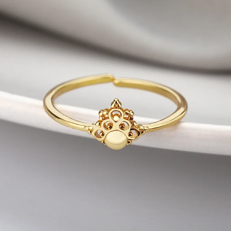 

European and American new women's crown ring queen ring opening adjustable 18k gold plated ring in stock