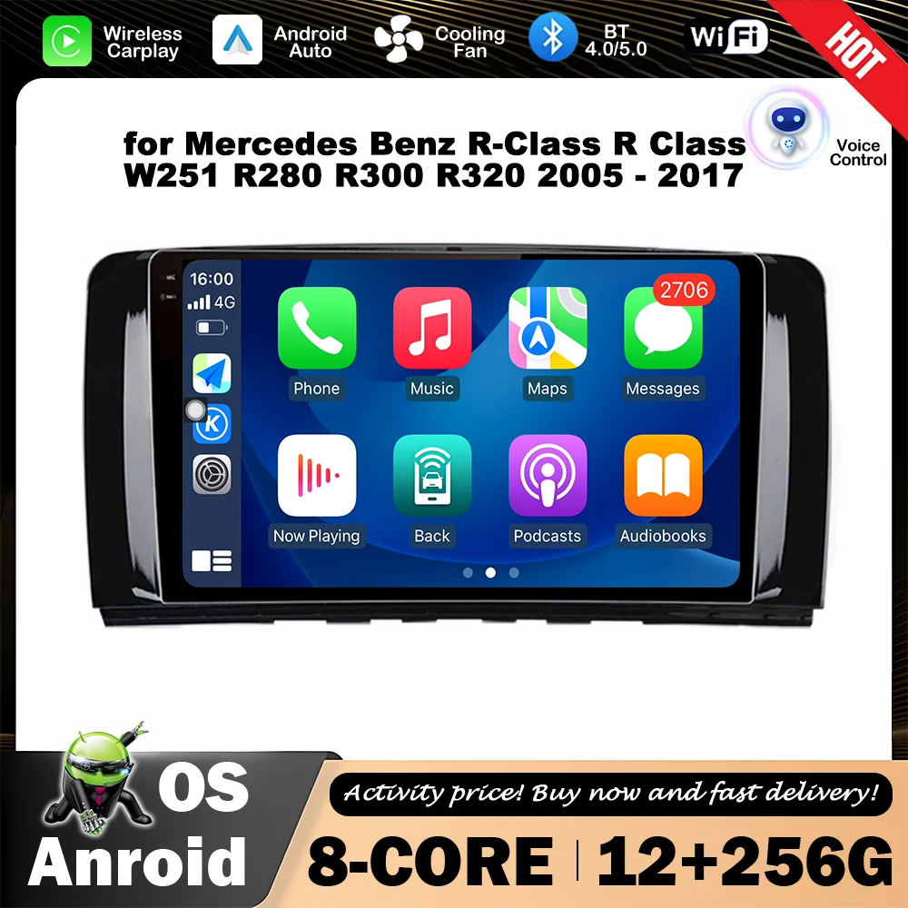 Mercedes Benz R-Class W251 R280 R300 R320 2005-2017 9-дюймовый Автомобильный Мультимедийный Плеер BT 4G GPS