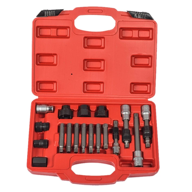 

18Pcs Alternator Repair Tool Of Alternator Freewheel Pulley Puller Removal Socket Tool Kit