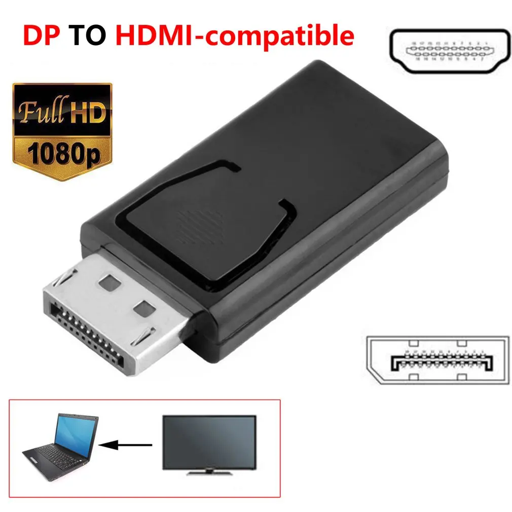 Adaptador de 1080p compatible con DisplayPort a HDMI, convertidor de puerto de...