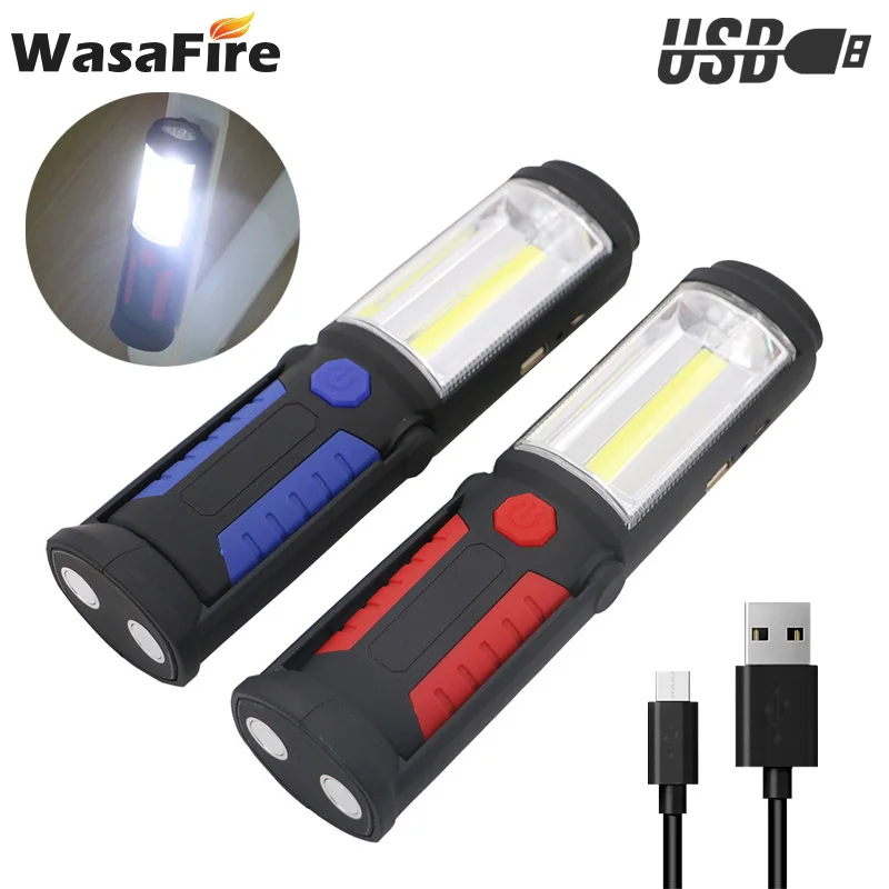

Free Shipping 1800mAh Managetic Built-in Battery USB Rechargeable LED COB Work Light for Car Repair Lamp Inspection Flashlight